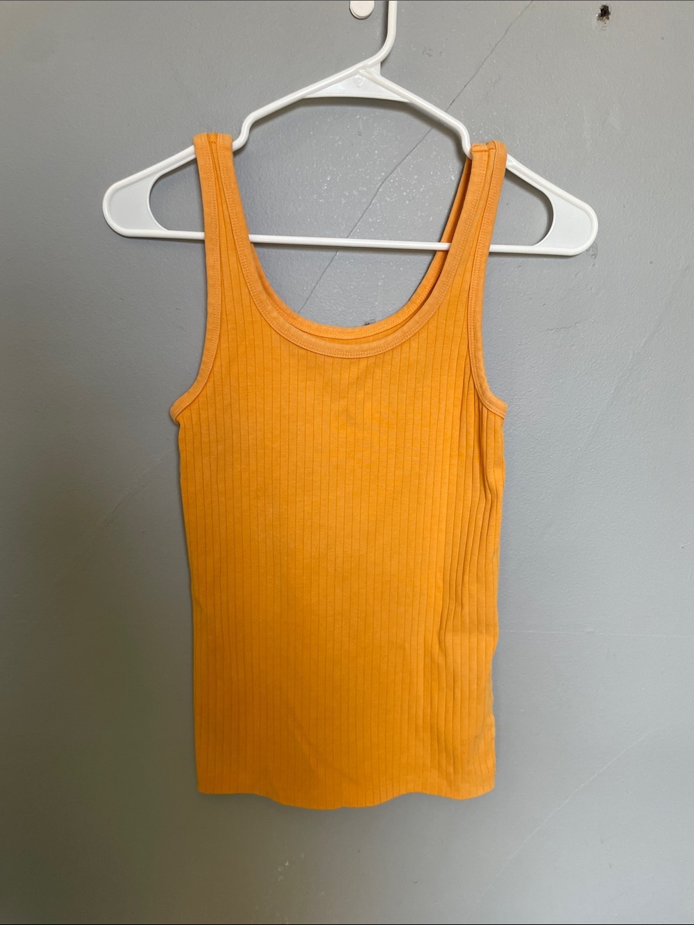 Aerie S Mango Yellow Ribbed Round Neck Tank Top Summer Beach Sun Casual